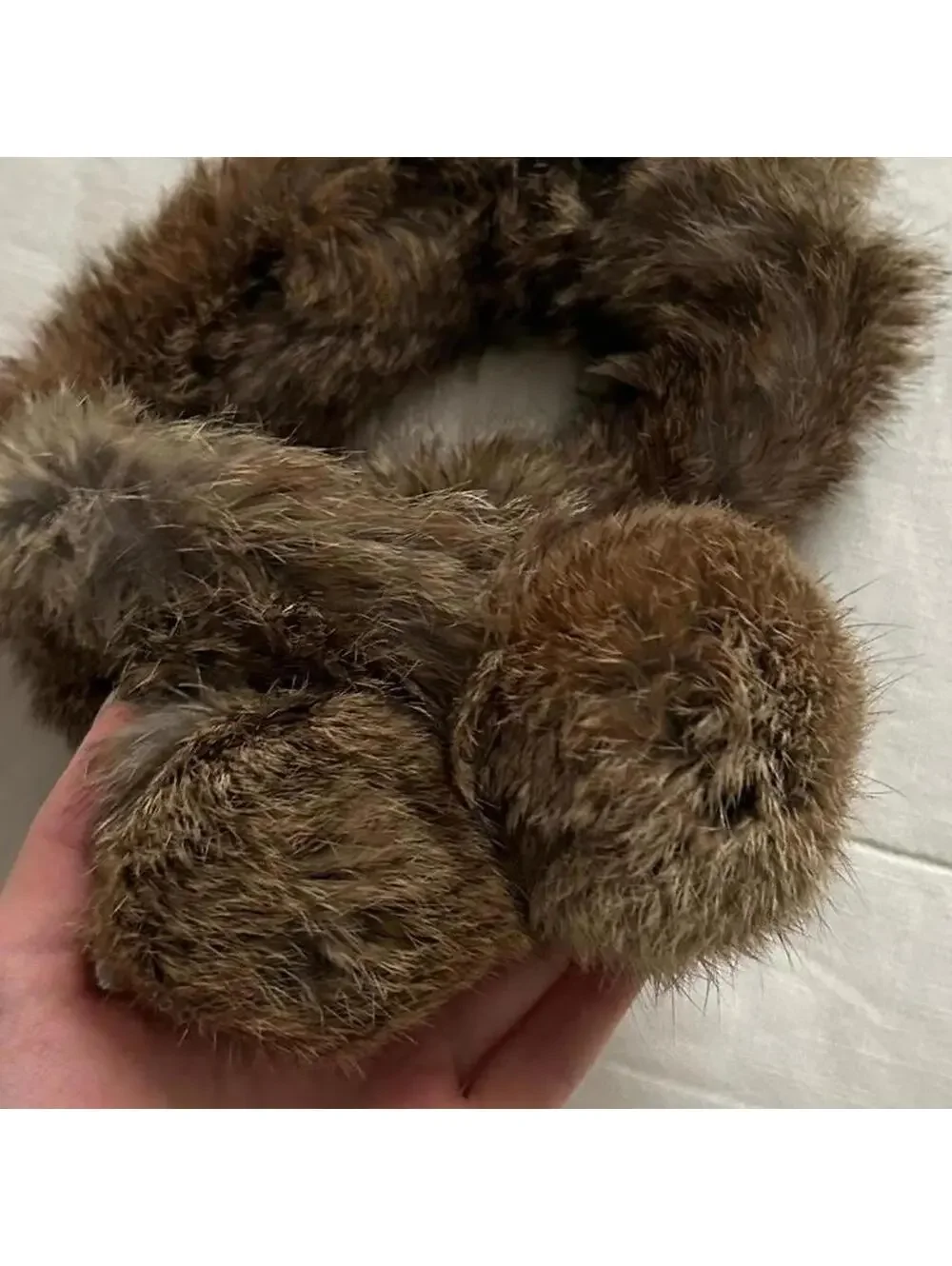 Brown Real Fur Pom Pom Scarf Apres Ski Old Money Luxury Japan